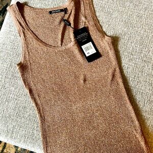 Daisy Fuentes Metallic Ribbed Tank